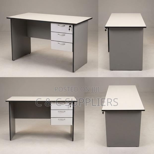 White Generic Study Desk With Drawers - thumbnail 5