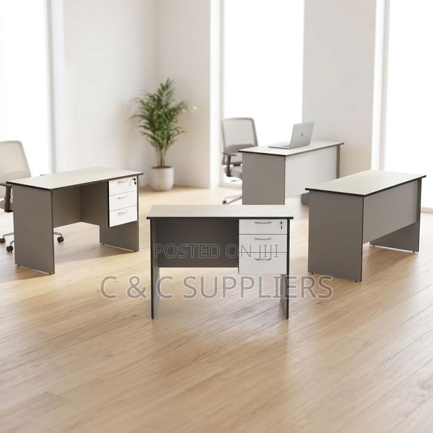 White Generic Study Desk With Drawers - thumbnail 7