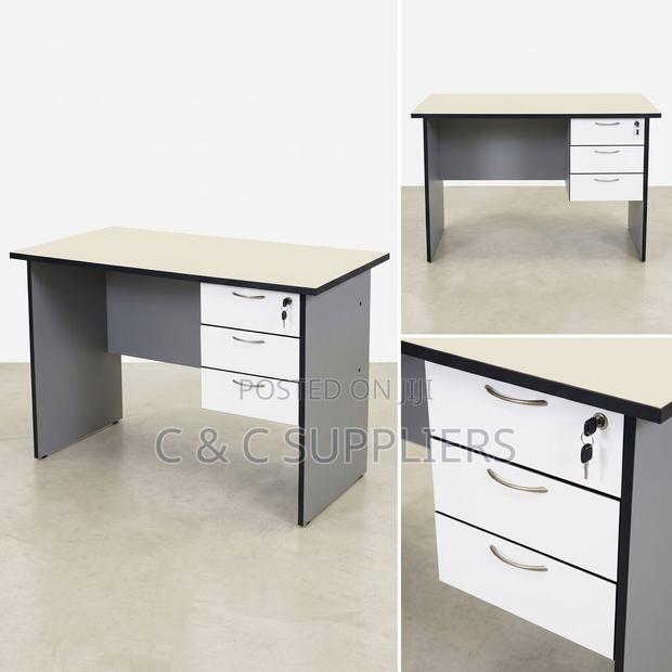 White Generic Study Desk With Drawers - thumbnail 9