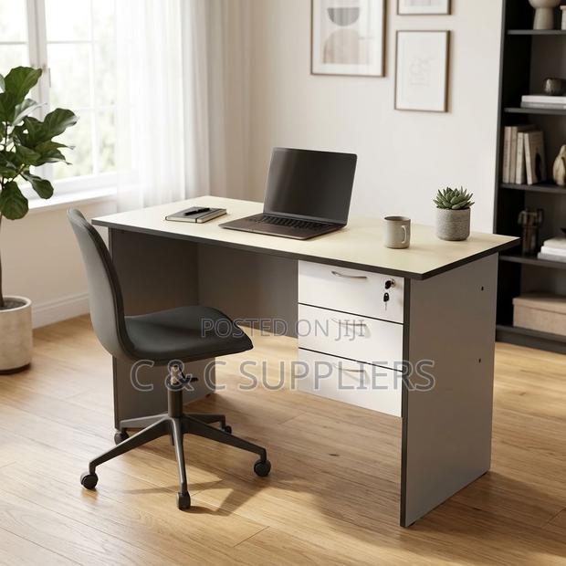 White Generic Study Desk With Drawers - thumbnail 12
