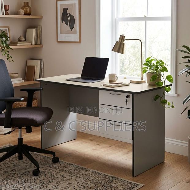 White Generic Study Desk With Drawers - thumbnail 14