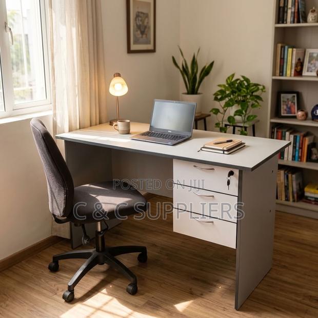 White Generic Study Desk With Drawers - thumbnail 15