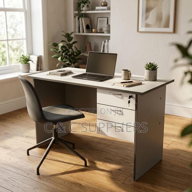 White Generic Study Desk With Drawers - thumbnail 13