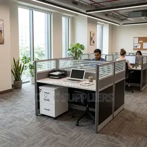 2-Way Gray Imported Workstation Desk