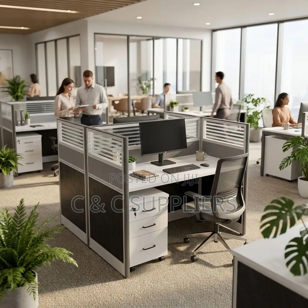 2-Way Gray Imported Workstation Desk