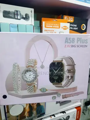 A58 Plus 2.02-Inch Smartwatch With Quartz Watch and Accessories