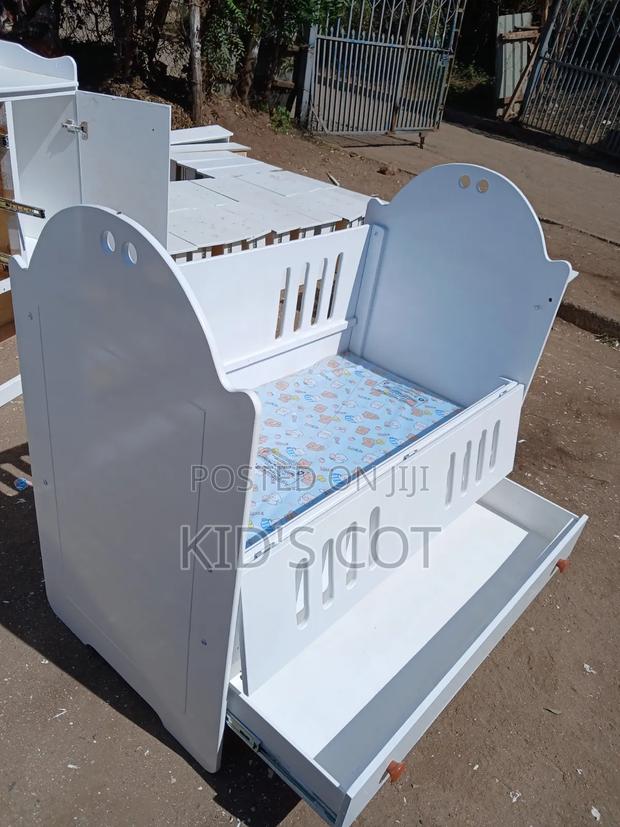 White Baby Cot With Mattress