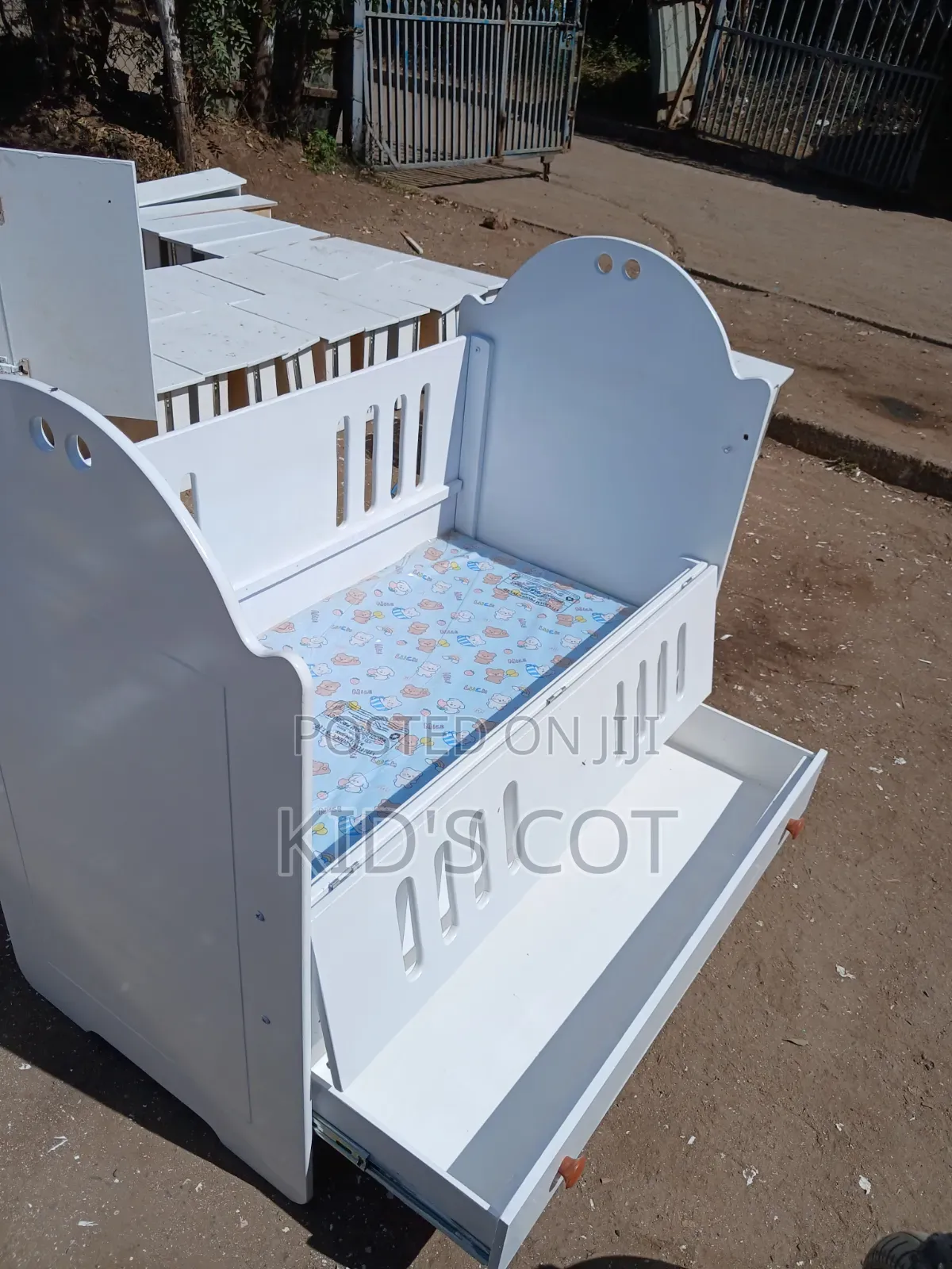 White Baby Cot With Mattress