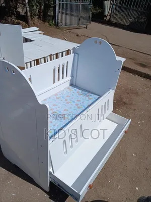 White Baby Cot With Mattress