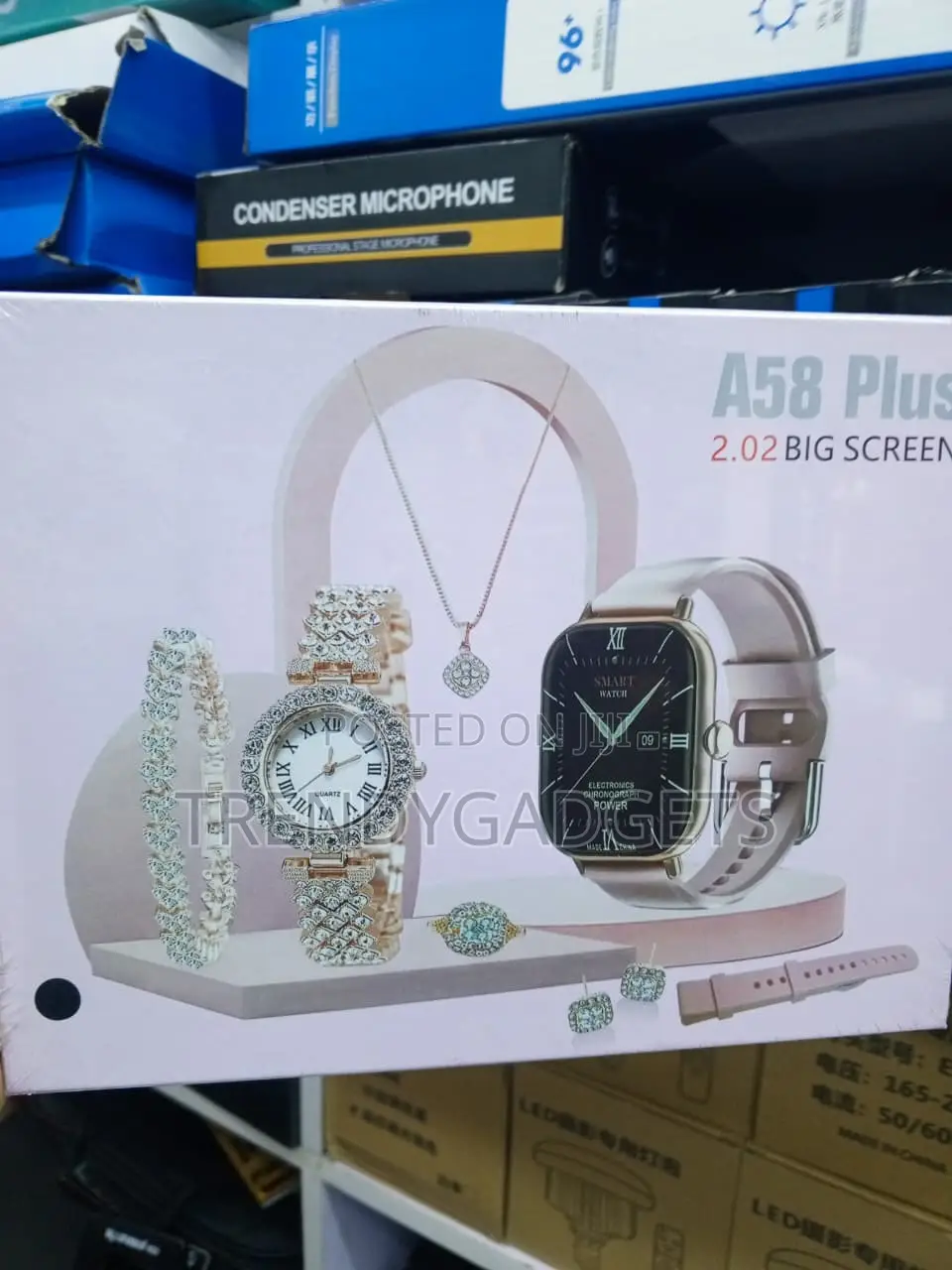 A58 Plus Women's Smart Watch 6-in-1 Jewelry Gift Bundle