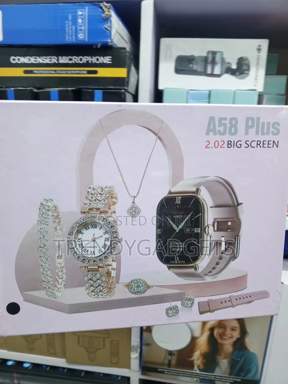 A58 Plus Women's Smart Watch 6-in-1 Jewelry Gift Bundle