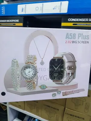 A58 Plus Bluetooth Calling Smartwatch With Women's Jewelry Set