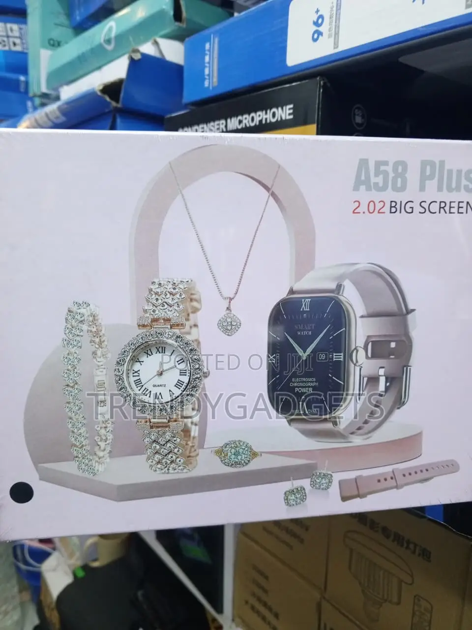 A58 Plus Bluetooth Calling Smartwatch With Women's Jewelry Set