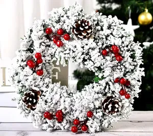 32cm Snow-Flocked Christmas Wreath – Cr