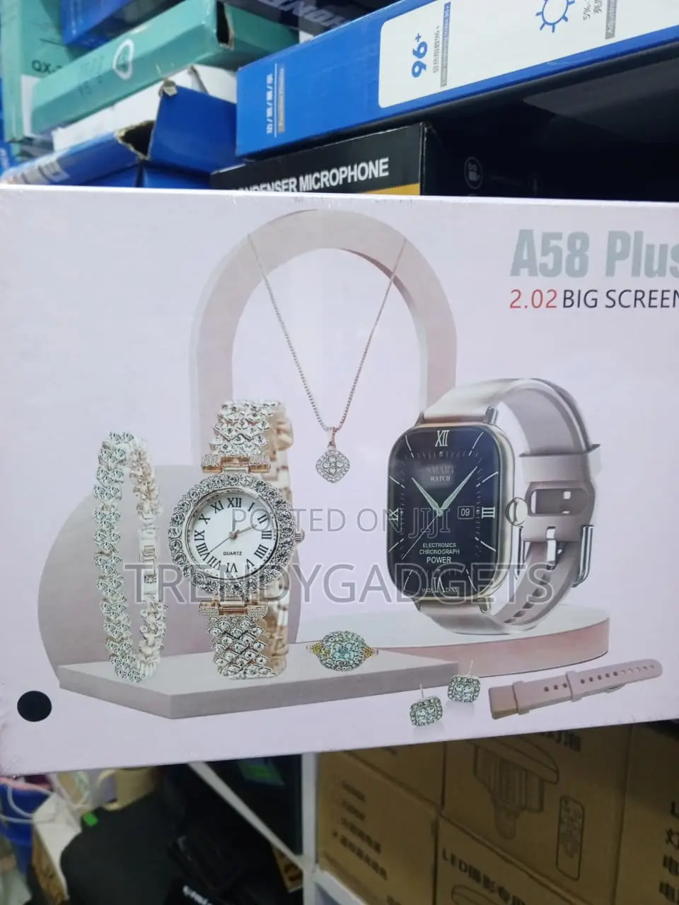 Luxury A58 Plus Smart Watch Gift Set With Necklace and Bracelet