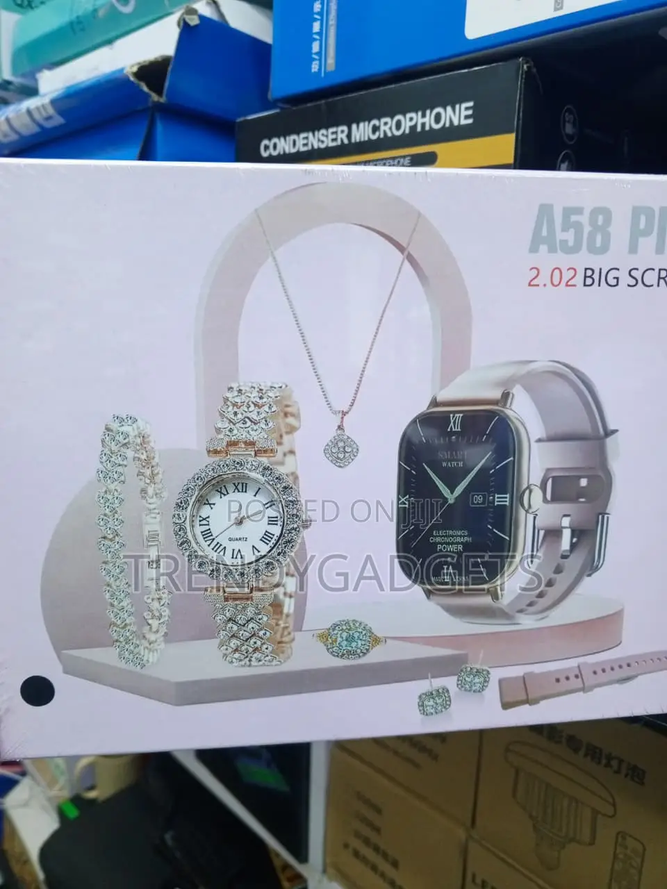 Luxury A58 Plus Smart Watch Gift Set With Necklace and Bracelet