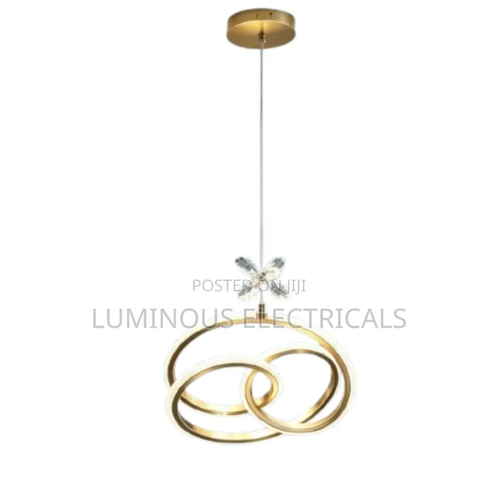 Luxury 3-Ring Gold LED Hanging Ceiling Chandelier Light