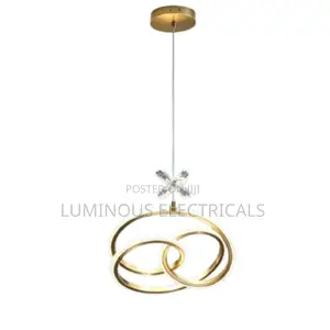 Luxury 3-Ring Gold LED Hanging Ceiling Chandelier Light