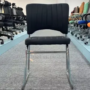 Mid-Back Black Leather Office Chair