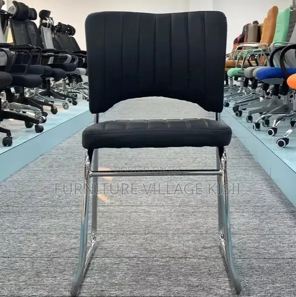 Mid-Back Black Leather Office Chair