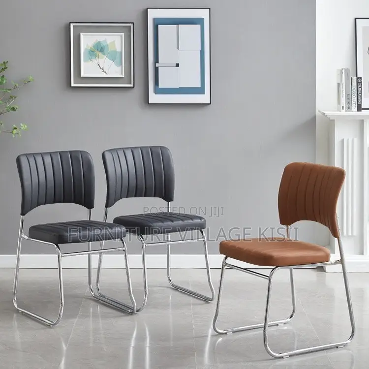 Mid-Back Black Leather Office Chair