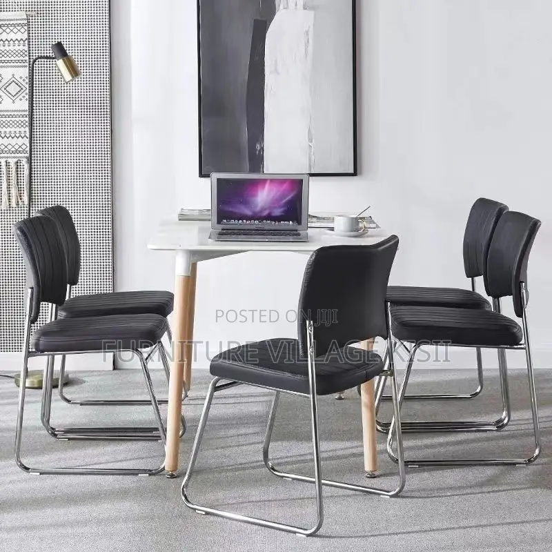 Mid-Back Black Leather Office Chair