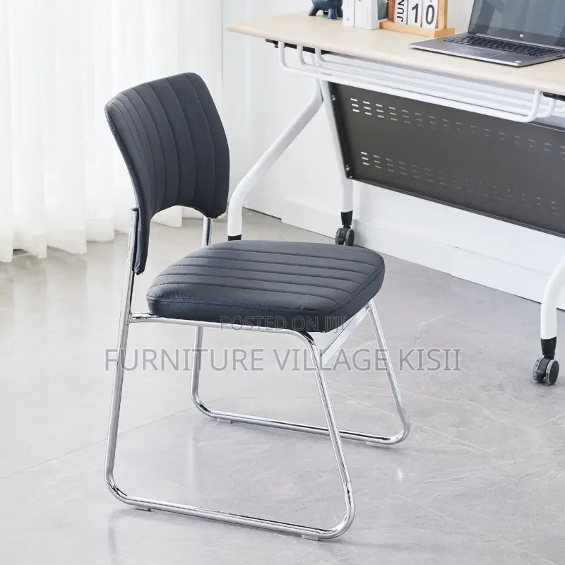 Mid-Back Black Leather Office Chair
