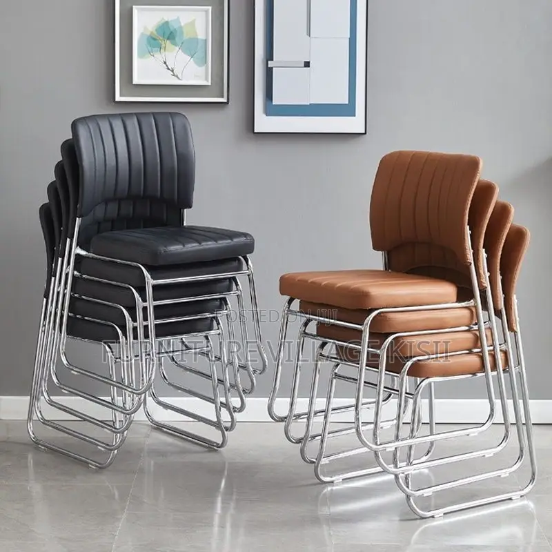 Mid-Back Black Leather Office Chair
