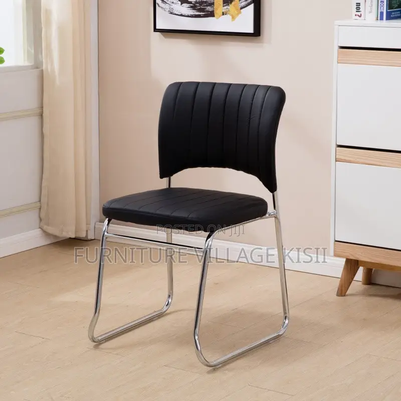 Mid-Back Black Leather Office Chair