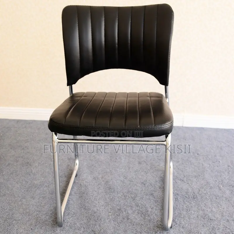 Mid-Back Black Leather Office Chair