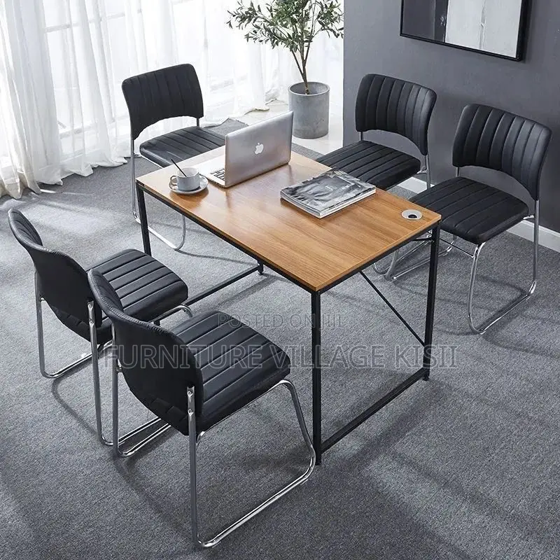 Mid-Back Black Leather Office Chair