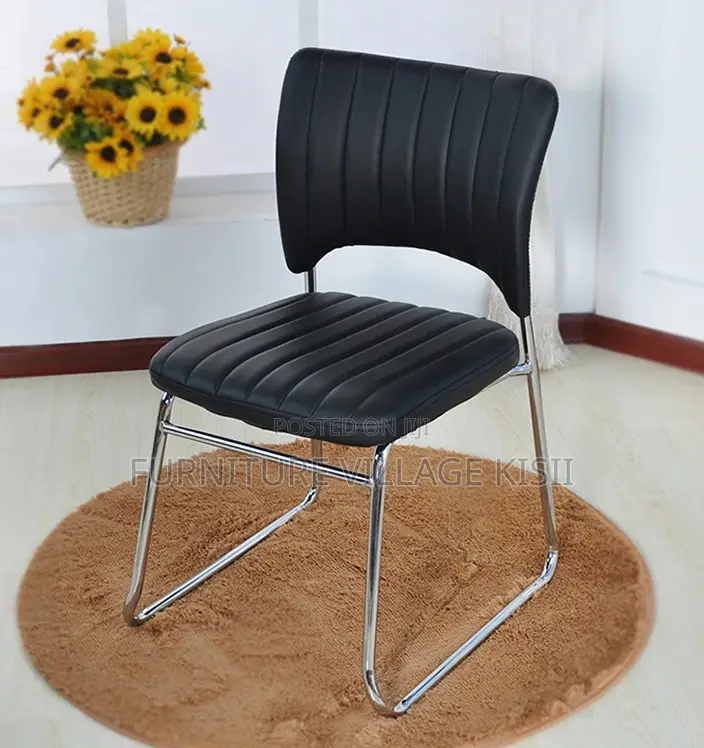 Mid-Back Black Leather Office Chair