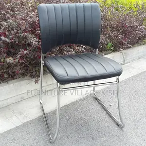 Mid-Back Black Leather Office Chair