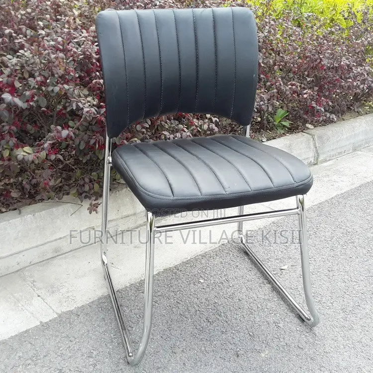 Mid-Back Black Leather Office Chair
