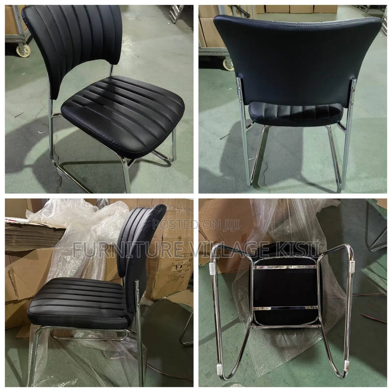 Mid-Back Black Leather Office Chair