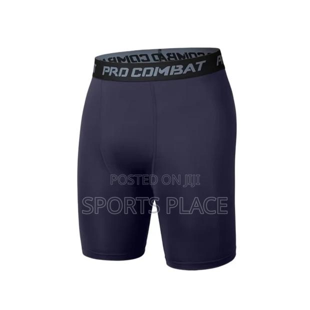 Navy Blue Men's Short Compression Leggings - Sports/Gym