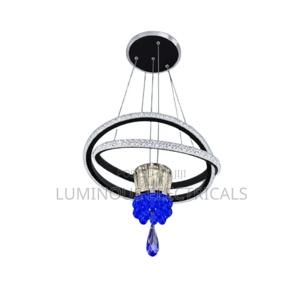 Elegant Modern Ring Chandelier Dropping Light (Blue Crystal Design)