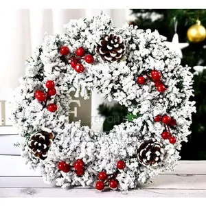 Snow Flocked Front Door Christmas Wreath