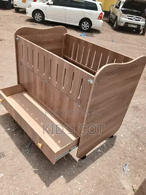 Brown Baby Cot With Undercrib Storage