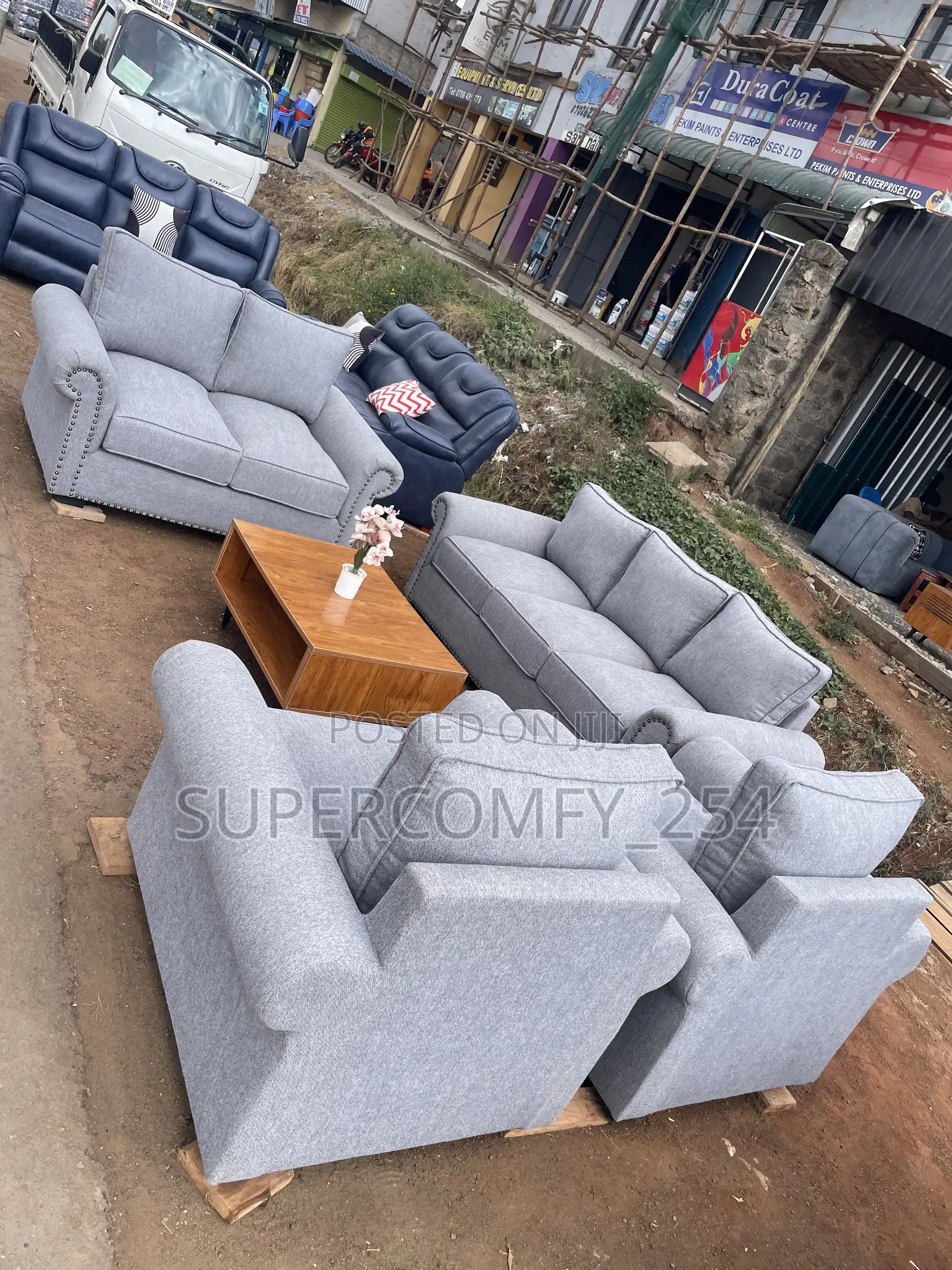 A Grey Fabric Timeless Boston Seven Seater Sofa Set