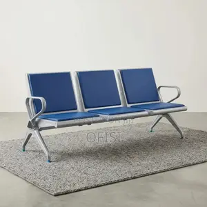 Waiting Bench; 3-Seater Metal Waiting Bench With Cushions