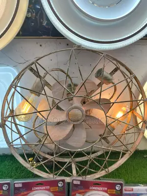 Rustic Industrial Cage Fandelier Ceiling Fan Light