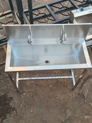 Stainless Steel Scrub Sink With Dual Faucets