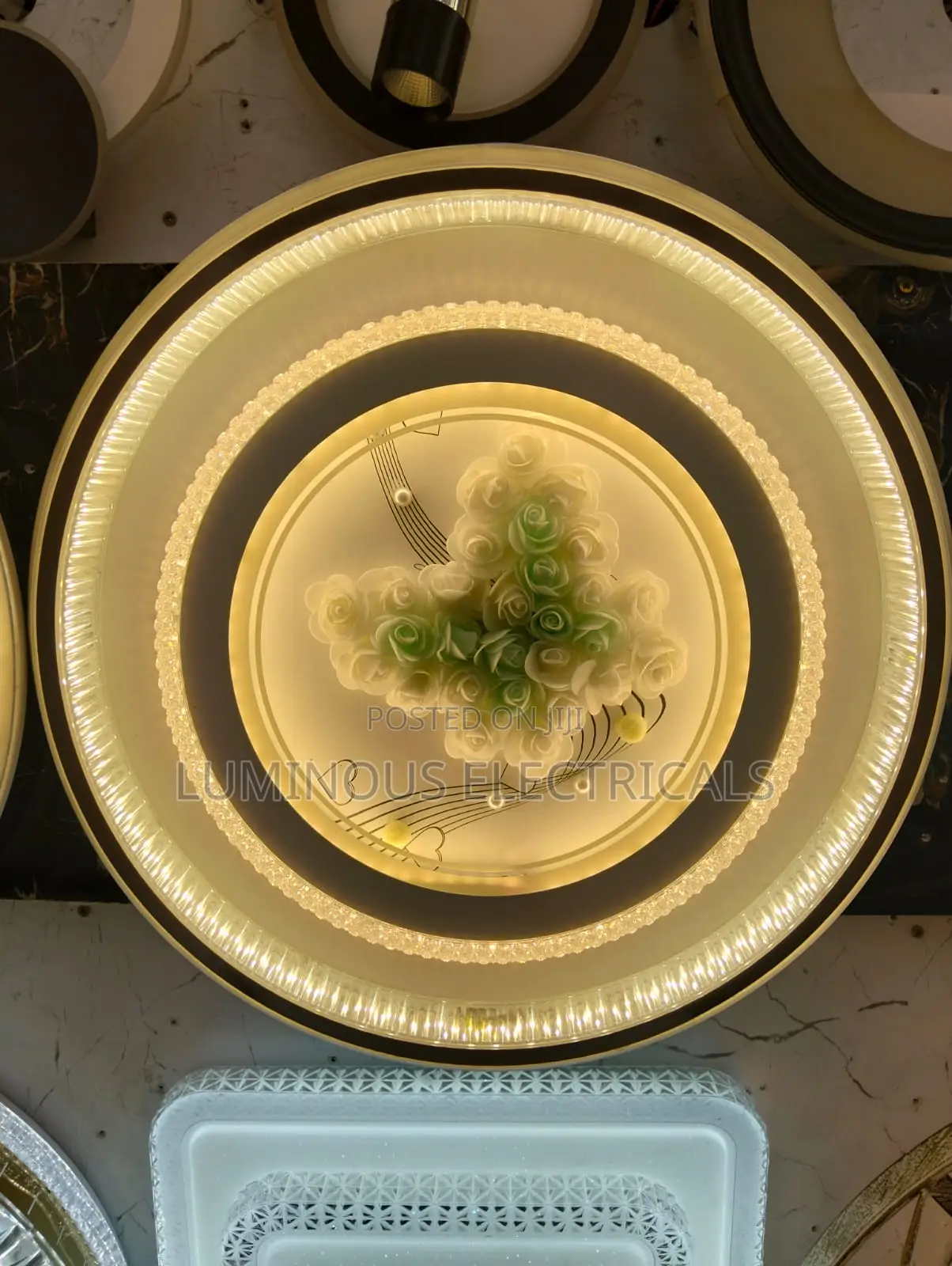 Luxury LED Floral Multi-Ring Flush Mount Ceiling Light