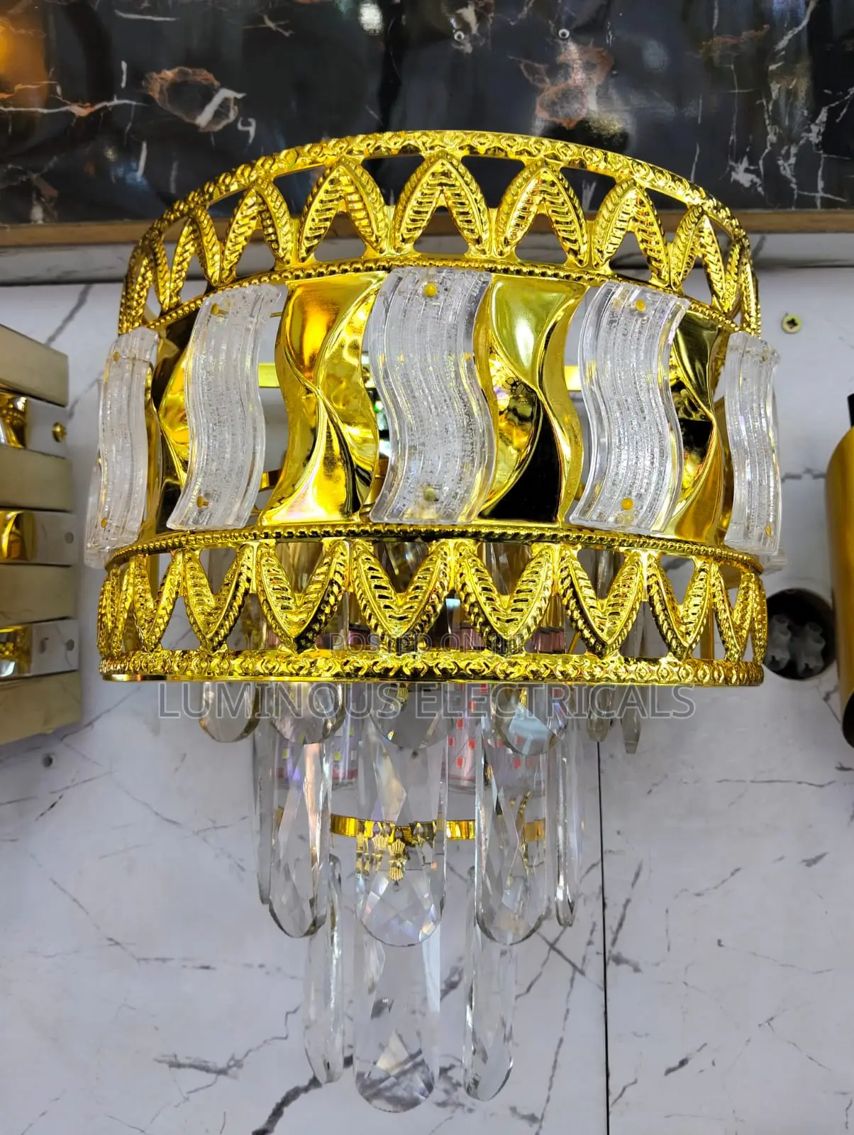 Royal Gold Crown Crystal Sconce Wall Light