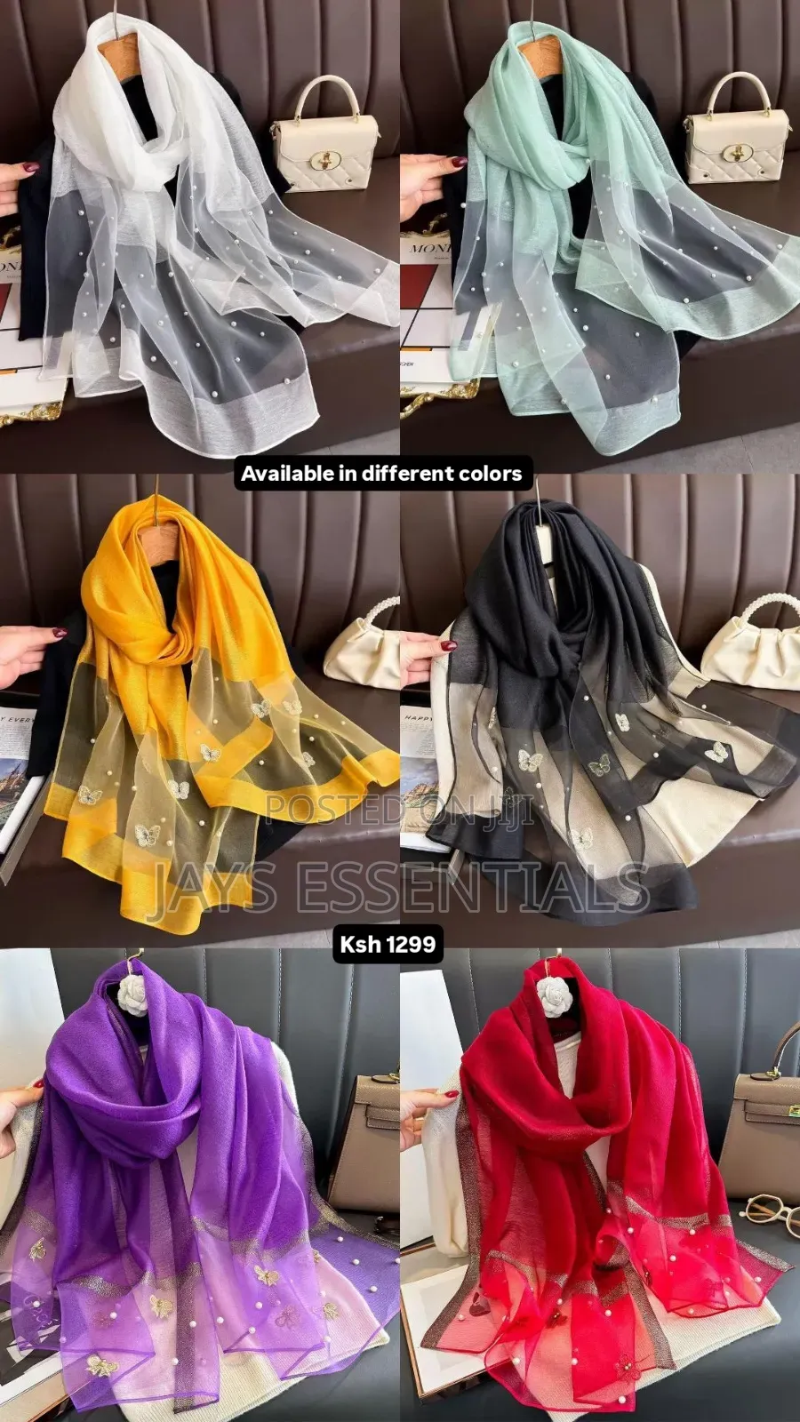 Pear and Butterfly Detailed Scarfs