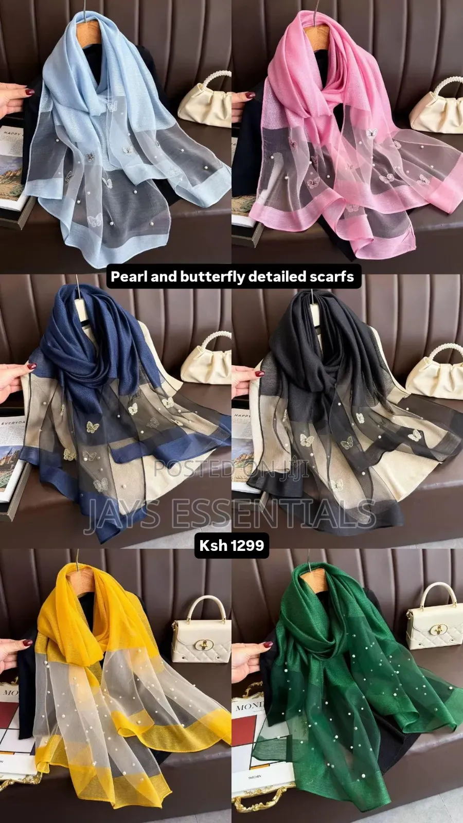 Pear and Butterfly Detailed Scarfs