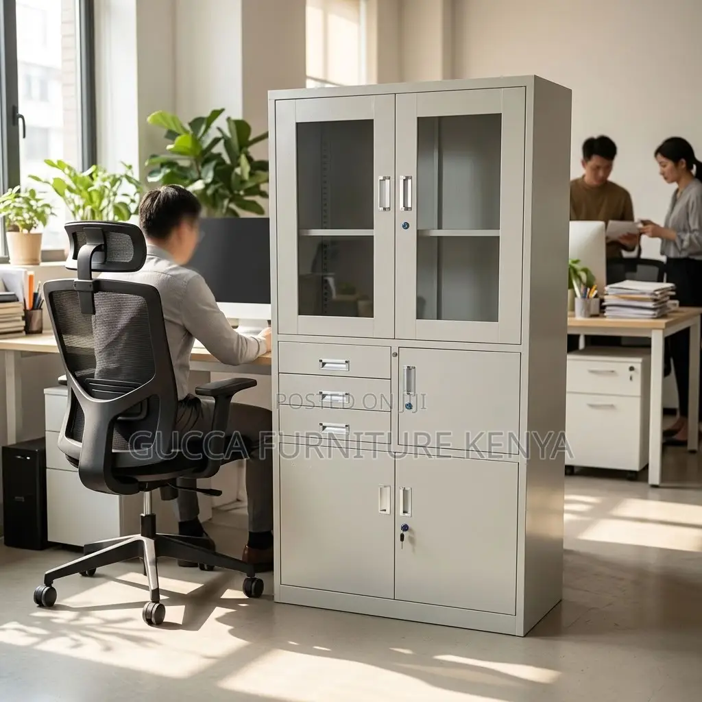 Office Half Glass Cabinet With Safe Storage