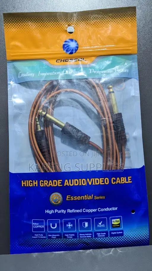 Dual 6.5mm Mono Jacks to 3.5mm Stereo Jack Cable