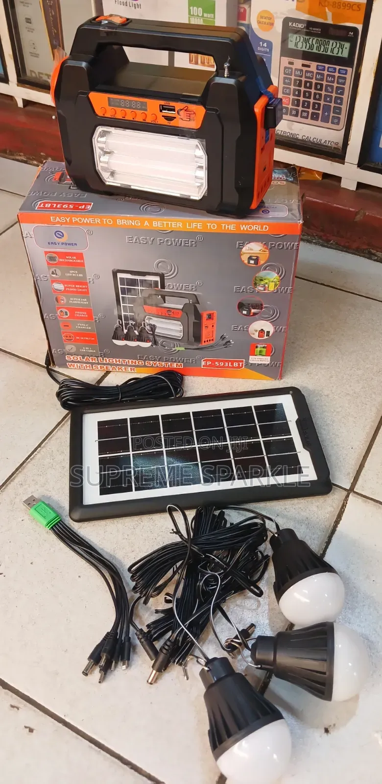 Easy Power EP-593LBT Solar Lighting System With Bluetooth Speaker